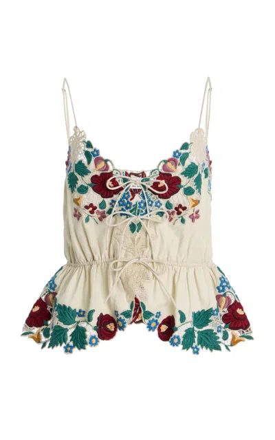 Sea Katharine Embroidered Cotton-linen Top In Multi