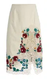 Sea Katharine Embroidered Cotton Midi Skirt In Multi