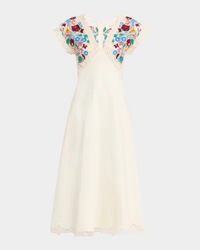 Sea Katharine Embroidered V-neck Dress In Multi