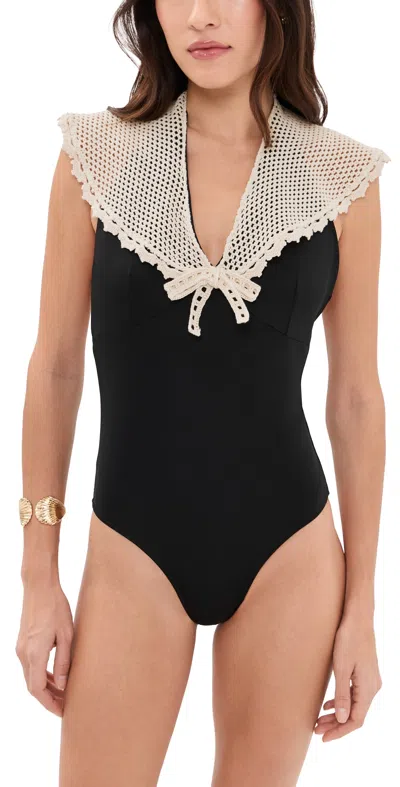 Sea Kendall Crochet Sailor One Piece Black