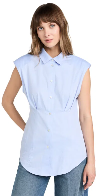 Sea Kendra Shirting Slvless Button Down Top Blue