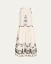 Sea Kingsley Embroidered Drop-waist Tank Dress In Cream