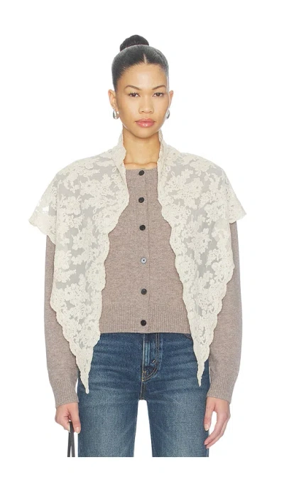 Sea Kirra Lace Cardigan With Scarf In Taupe