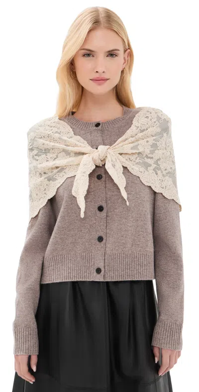 Sea Kirra Lace Scarf Cardigan Taupe