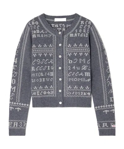 Sea Kit Embroidered Wool Cardigan In Gray