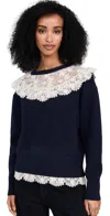 Sea Kristeen Lace Sweater Navy In Navy