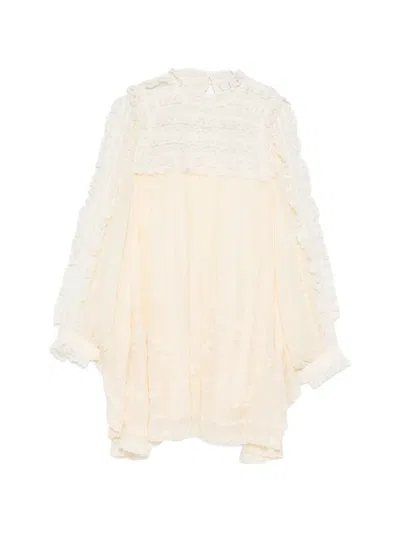 Sea Lace Ruffled Dress In Neutral
