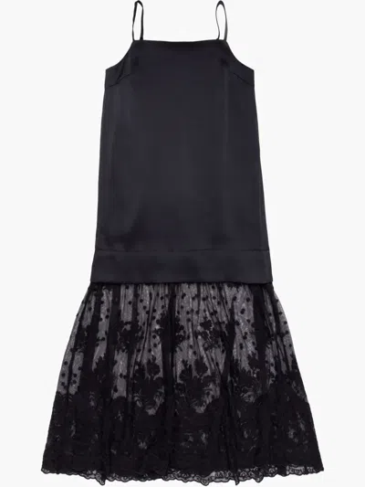 Sea Lace Slip Dress In Black