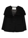 Sea Lace-trimmed Pinstripe Jacket In Black