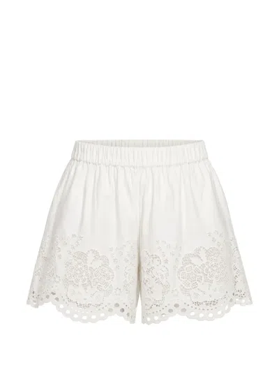 Sea Lace-detail Mini Shorts In White
