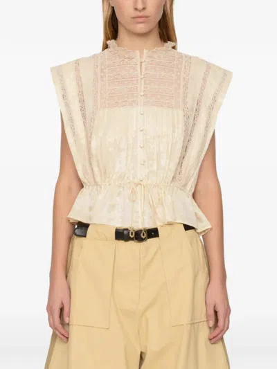 Sea Ethel Lace-embroidered Satin Top In Neutral