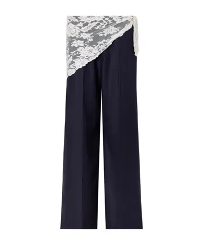 Sea Lace-trim Pleated Trousers In Black