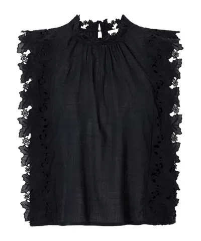 Sea Eleannora Lace-trimmed Cotton Tank In Black