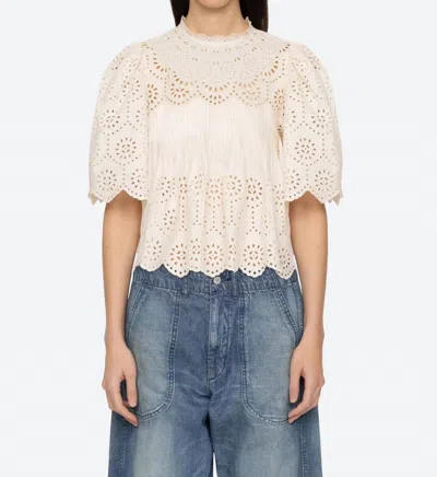 Sea Lainey Puff Sleeves Top In Cream In White