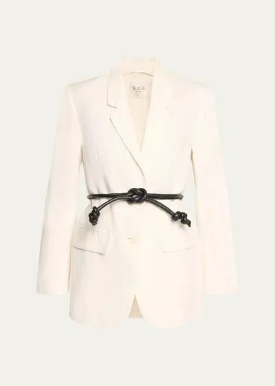 Sea Lara Belted Linen Jacket In White