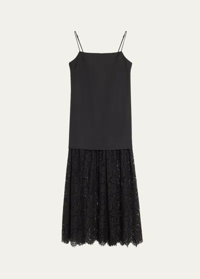 Sea Lara Combo Lace Slip Dress In Black