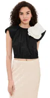 Sea Laurie Solid Flutter Sleeve Top Black In Black