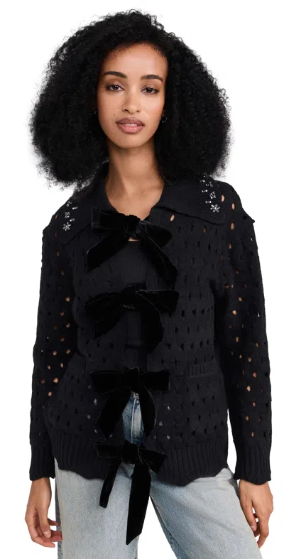 Sea Leia Knit Cardigan With Stones Black