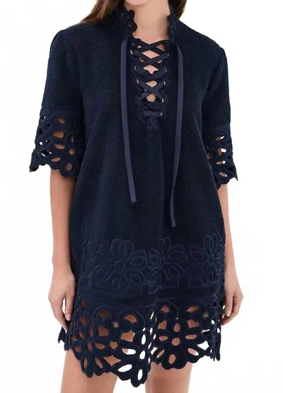 Sea Leila Cover Up Mini Dress In Navy In Purple