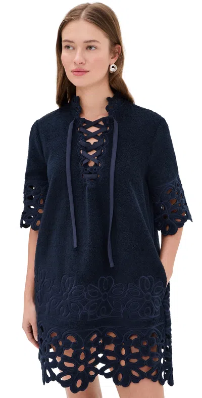 Sea Leila Eyelet Tunic Dress Navy In Blue