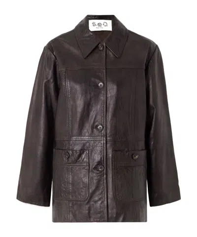 Sea Lenoir Leather Jacket In Brown