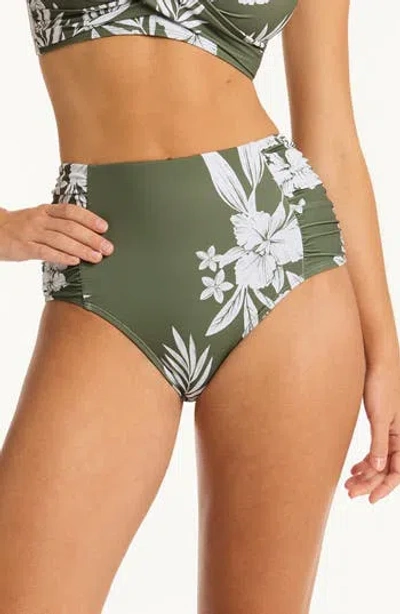 Sea Level Aloha High Waist Gathered Side Bikini Bottoms