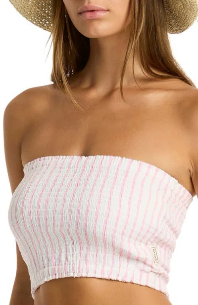 Sea Level Amalfi Beach Bandeau Cotton Cover-up Crop Top In Pink