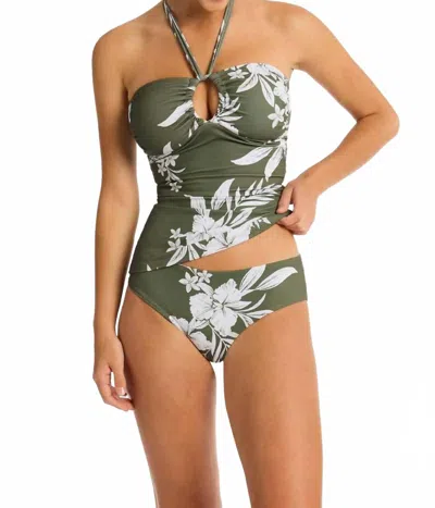 Sea Level Australia Aloha Halter Bandeau Tankini Top In Khaki In Green
