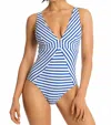 Sea Level Australia Amalfi Panel Line One Piece Swimsuit In Blue In Black