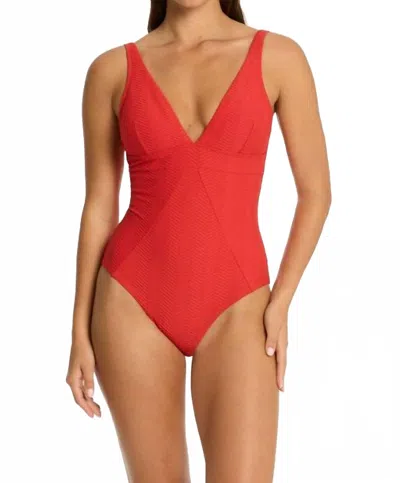 Sea Level Australia Caracus Scoop Back Panel Line One Piece Swimsuit In Spice Red
