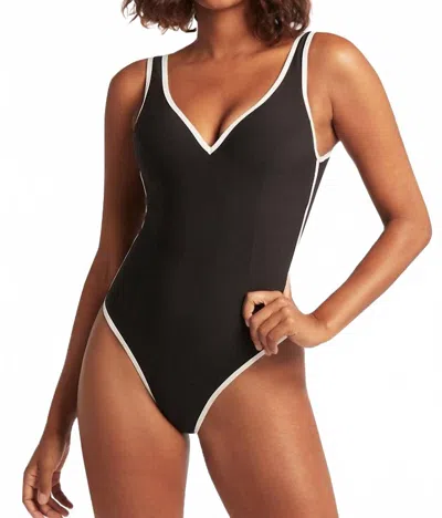 Sea Level Australia Elite Moulded Cup Bralette One Piece Swimsuit In Black