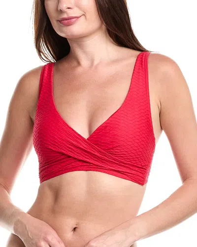 Sea Level Australia Honeycomb Cross Front Multifit Bikini Top In Red