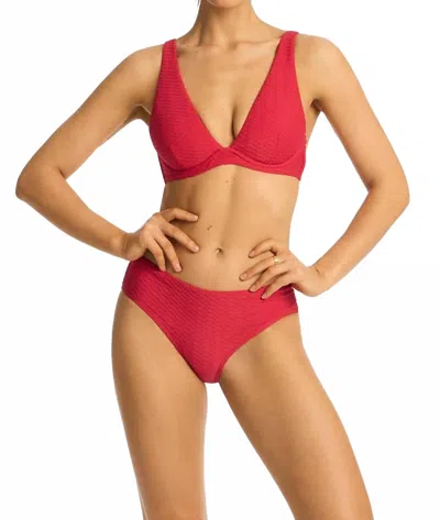 Sea Level Australia Honeycomb Regular Bikini Pant In Red In Pink