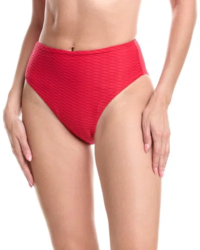 Sea Level Australia Honeycomb Retro High-waist Bikini Bottom In Red