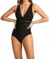 Sea Level Australia Honeycomb Spliced One Piece Swimsuit In Black In Black