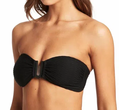 Sea Level Australia Honeycomb U Bar Bandeau Bikini Top In Black