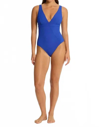 Sea Level Australia Messina Panel Line One Piece Swimsuit In Cobalt In Blue