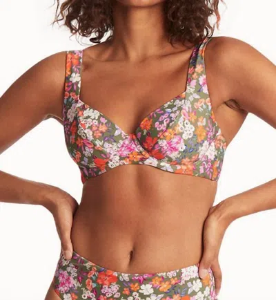 Sea Level Australia Parkland Top C/d Cup With Underwire Bikini Bra In Khaki In Multi