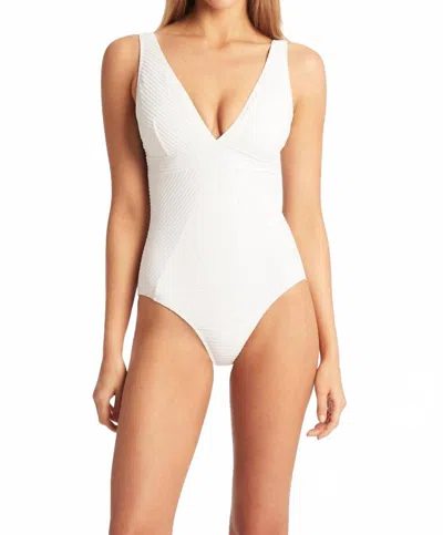 Sea Level Australia Spinnaker Panel Line Multifit One Piece Swimsuit In White