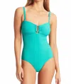 Sea Level Australia Spinnaker U Bar Bandeau One Piece Swimsuit In Aqua In Blue