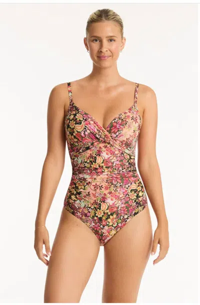 Sea Level Australia Twist Front One Piece In Wildflower In Multi