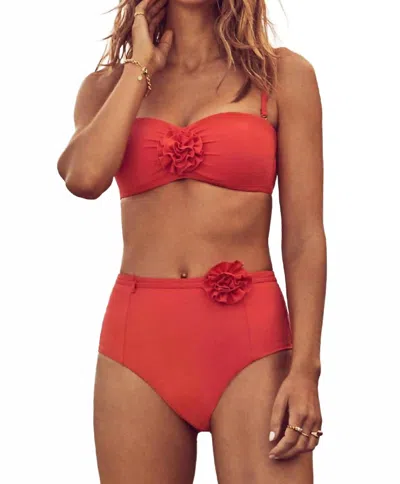 Sea Level Australia Women's Casa Del Mar Belted High Waist Bikini Bottom In Flame In Red