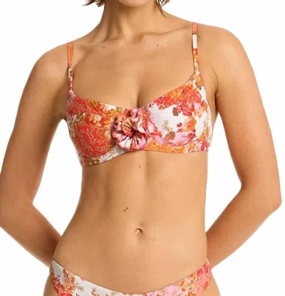 Sea Level Australia Women's Daisy Field Balconette Bikini Top In Coral In Multi