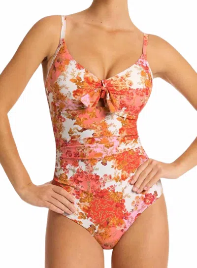Sea Level Australia Women's Daisy Field Tie Front Tankini In Coral In Multi