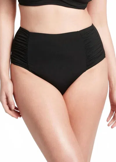 Sea Level Australia Women's Gathered Side High Waist Bikini Bottom In Black