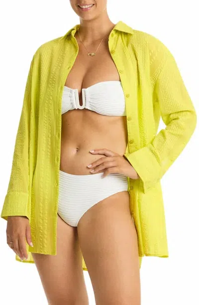 Sea Level Australia Women's Heatwave Cover Shirt In Citron In Yellow