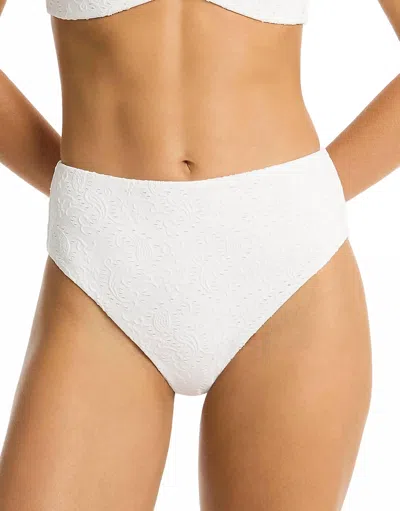 Sea Level Australia Women's Interlace Retro High Waist Bikini Bottom In White