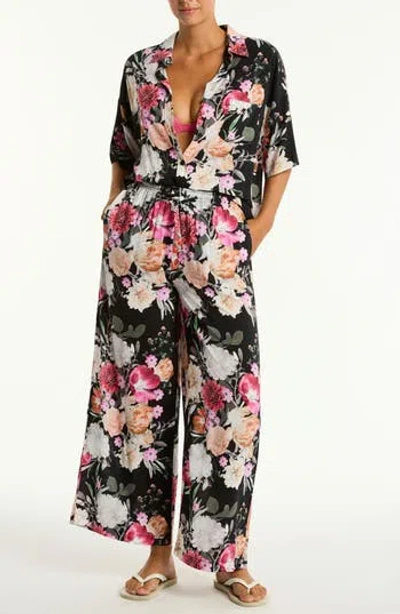 Sea Level Belle Aloha Cover-up Shirt In Multi