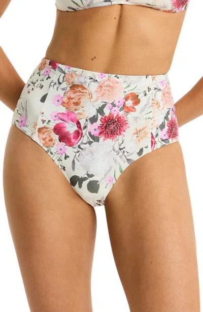 Sea Level Belle Paneled High Waist Bikini Bottoms In Coconut