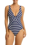 Sea Level Biarritz Panel Stripe One-piece Swimsuit In French Navy